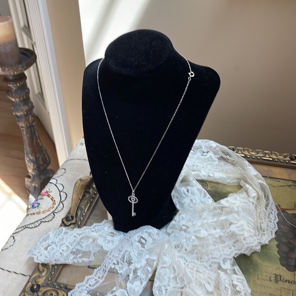 Sterling Diamond Key Pendant Necklace - Picture 3 of 8